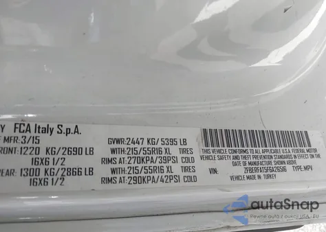 2015 Ram Promaster City Tradesman z USA, uszkodzony, nr VIN ZFBERFAT5F6A26516